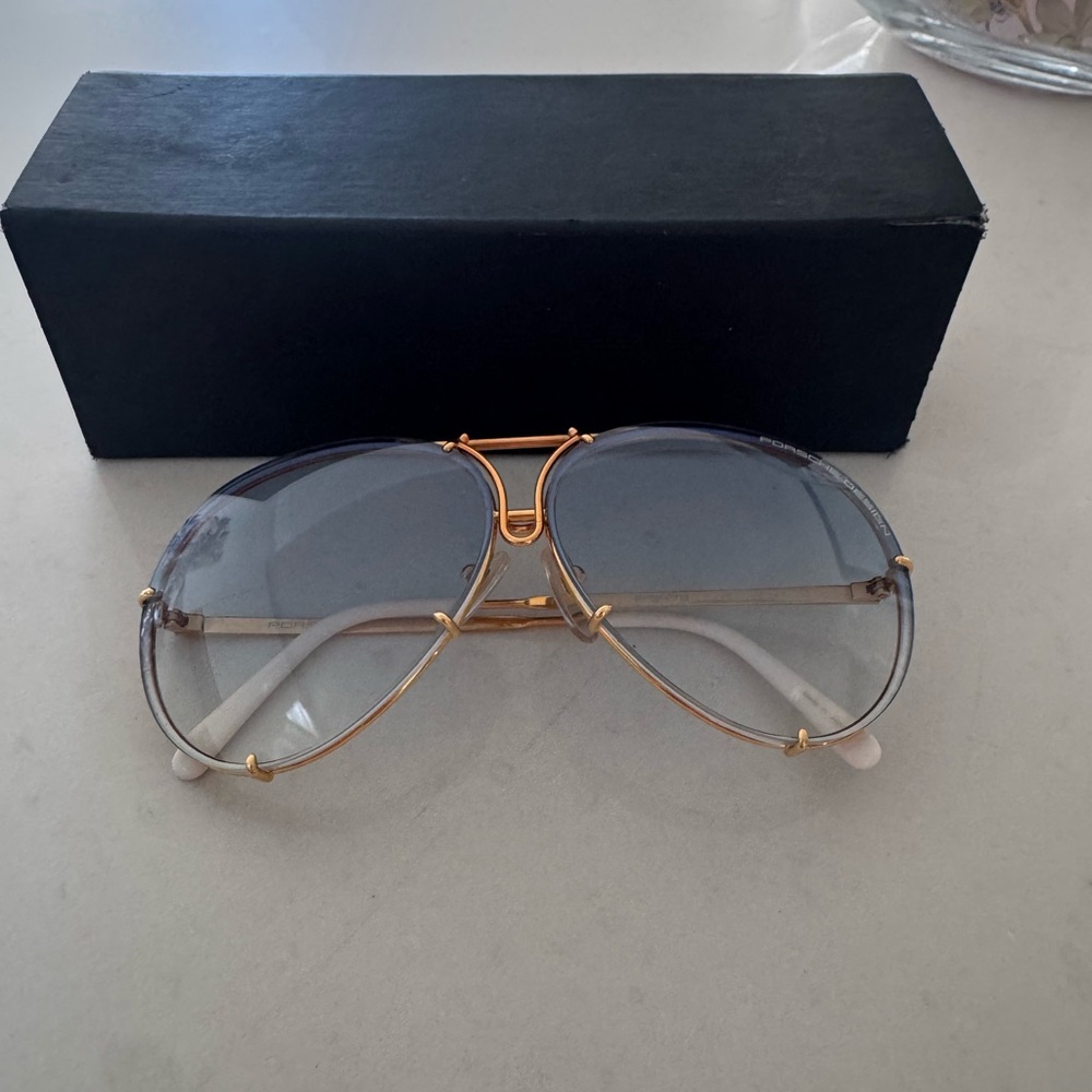 Porsche Design Gold Frame Sunglasses with Blue Lenses